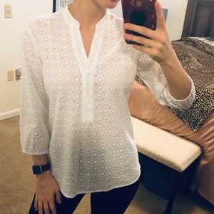 L.L. Bean | white eyelet blouse | XS